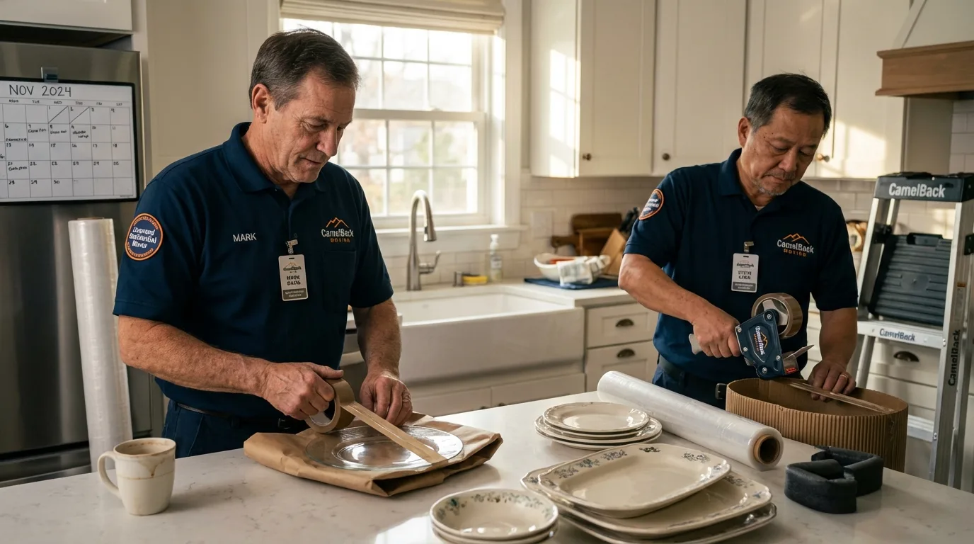 Professional crew packing kitchen dishware in Manassas, VA
